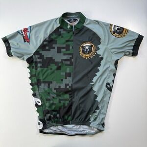 CANARI Mammoth Brewing Company Cycling Jersey 1/2 Zip Camo Green Medium‎